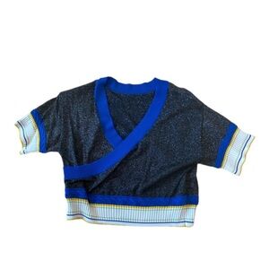 Pinko Glittery Black Sweater with Blue and Yellow Accents